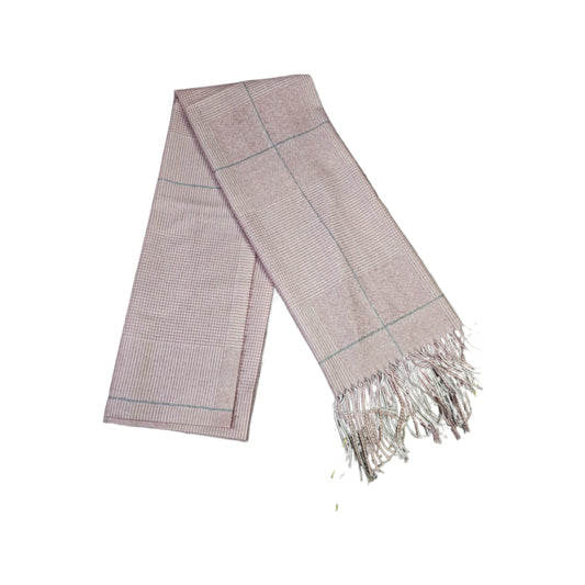 Elegant Soft Checkered woolen Scarf – Blush Pink and Grey