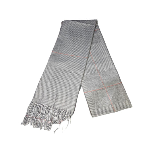 Modern Checkered Wool Scarf – Light Grey